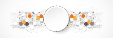 Soyut daire teknoloji kavramı. Devre kartı, yüksek bilgisayar renk arka plan. Vektör çizim