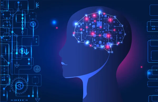 Künstliche Intelligenz Technischer Hintergrund Vektorwissenschaftliche Illustration — Stockvektor