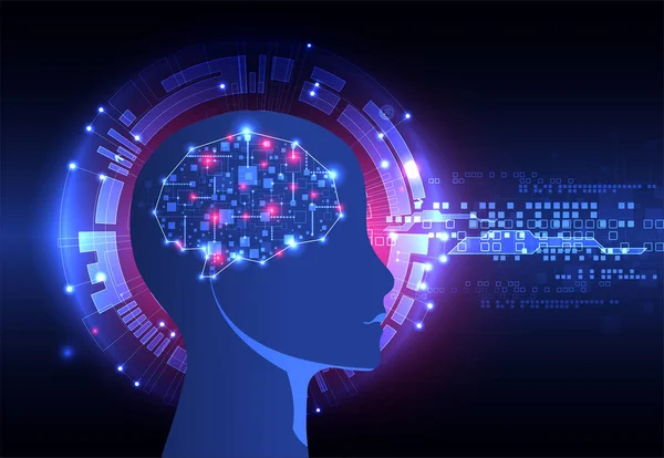 Yapay zeka konsepti. Teknoloji geçmişi. Vektör bilimi illüstrasyonu