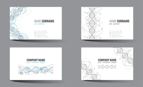 Creative Double Sided Business Card Template Dna Theme Vector — Stock Vector