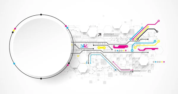 Abstracte Cirkel Technologie Concept Printplaat Hoge Computer Kleur Achtergrond Vectorillustratie — Stockvector