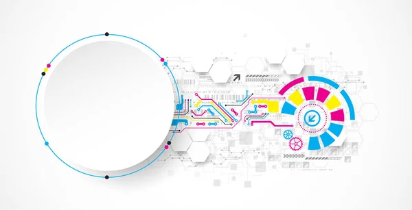 Absztrakt Kör Technológia Koncepció Nyomtatott Áramkör Magas Számítógép Egyszínű Háttérrel — Stock Vector