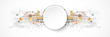 Soyut daire teknoloji kavramı. Devre kartı, yüksek bilgisayar renk arka plan. Vektör çizim