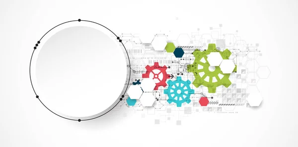 抽象円技術コンセプト 回路基板 高コンピューターの色の背景です ベクトル図 — ストックベクタ