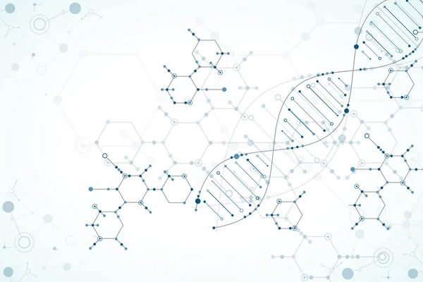 Bilim Şablonu Duvar Kağıdı Dna Moleküllü Pankart Vektör Illüstrasyonu — Stok Vektör