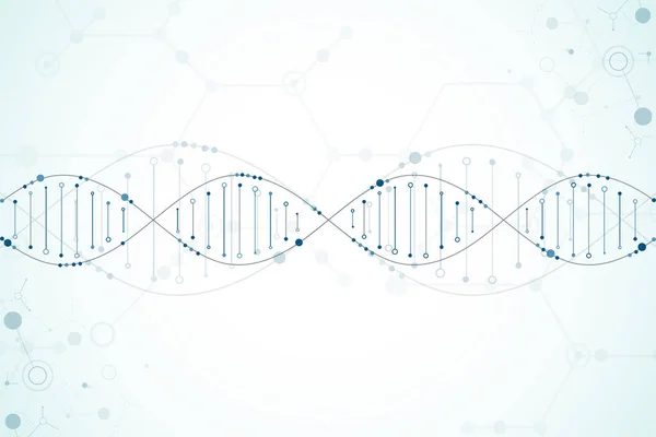 Bilim Şablonu Duvar Kağıdı Dna Moleküllü Pankart Vektör Illüstrasyonu — Stok Vektör