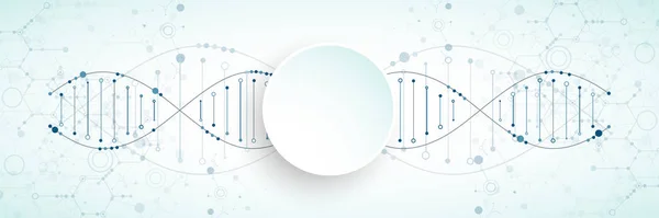 带有Dna分子的科学模板 壁纸或横幅 矢量说明 — 图库矢量图片