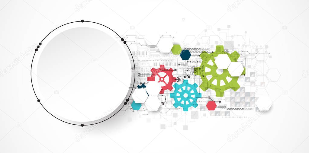 Abstract circle technology concept. Circuit board, high computer color background. Vector illustration