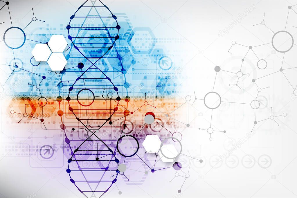 Science template, wallpaper or banner with a DNA molecules. Vector illustration.