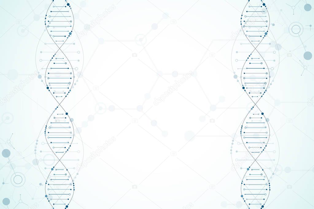 Science template, wallpaper or banner with a DNA molecules. Vector illustration.