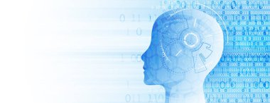 Yapay zeka konsepti. Teknoloji geçmişi. Vektör bilimi illüstrasyonu