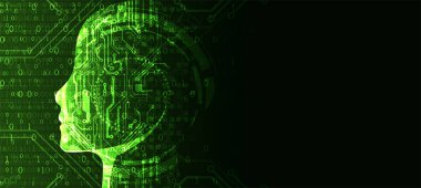 Yapay zeka konsepti. Teknoloji geçmişi. Vektör bilimi illüstrasyonu