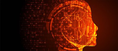 Yapay zeka konsepti. Teknoloji geçmişi. Vektör bilimi illüstrasyonu