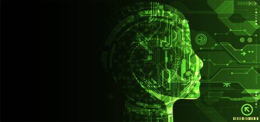 Yapay zeka konsepti. Teknoloji geçmişi. Vektör bilimi illüstrasyonu