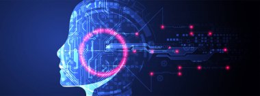 Yapay zeka konsepti. Teknoloji geçmişi. Vektör bilimi illüstrasyonu