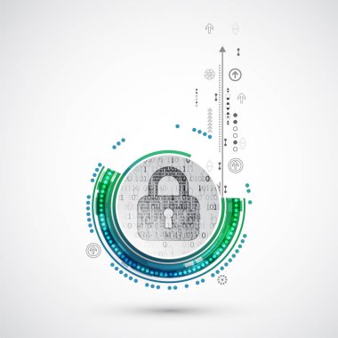 Koruma konsepti. Koruma mekanizması, sistem gizliliği. Vektör illüstrasyonu