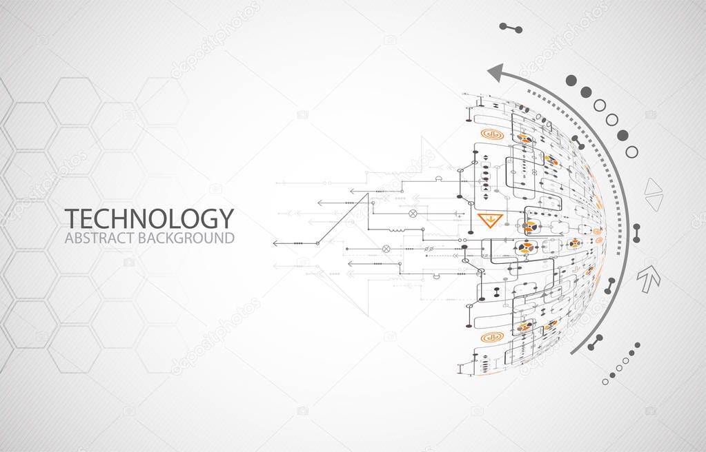 Abstract technology half -  sphere background. Global network concept. Vector