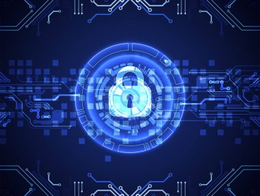 Koruma konsepti. Koruma mekanizması, sistem gizliliği. Vektör illüstrasyonu