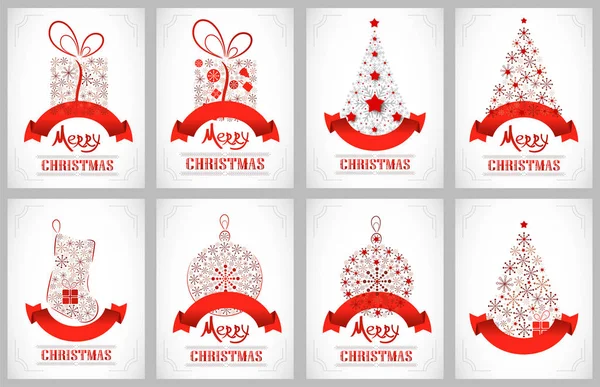 Retro New Year Christmas Set Backgrounds — Stock Vector