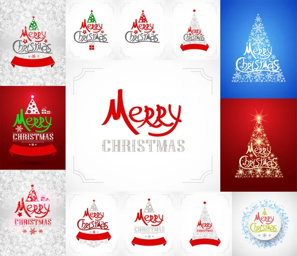 Retro New Year Christmas Set Backgrounds — Stock Vector