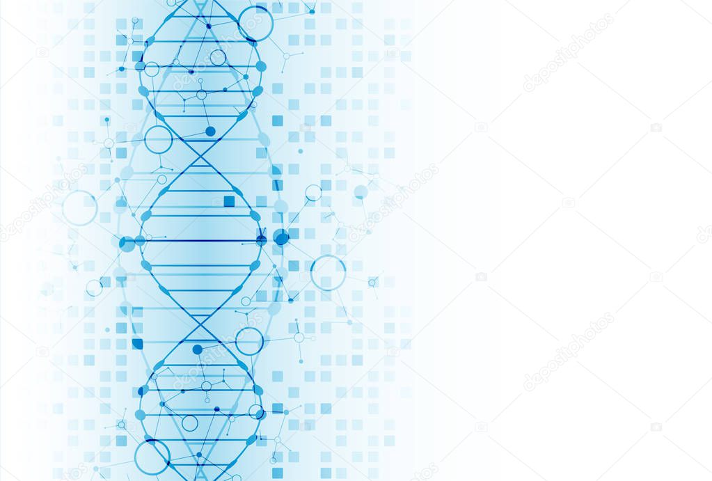 Science template, wallpaper or banner with a DNA molecules. Vector illustration.