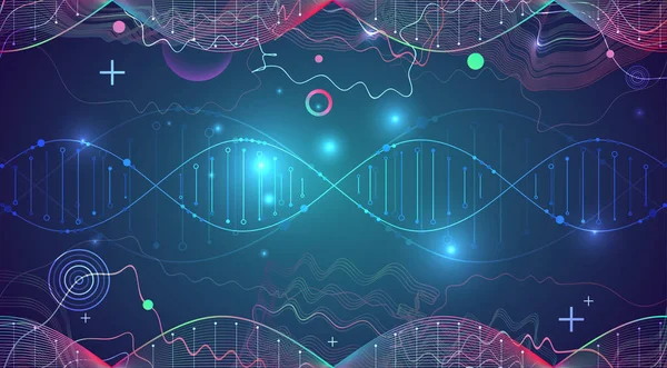 Templat Sains Kertas Dinding Atau Spanduk Dengan Molekul Dna Ilustrasi - Stok Vektor