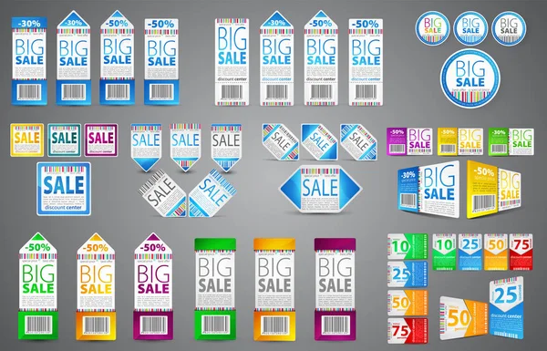 Μεγάλα Σούπερ Σετ Χρώμα Πώληση Αυτοκόλλητα Και Κάρτες Για Την — Διανυσματικό Αρχείο