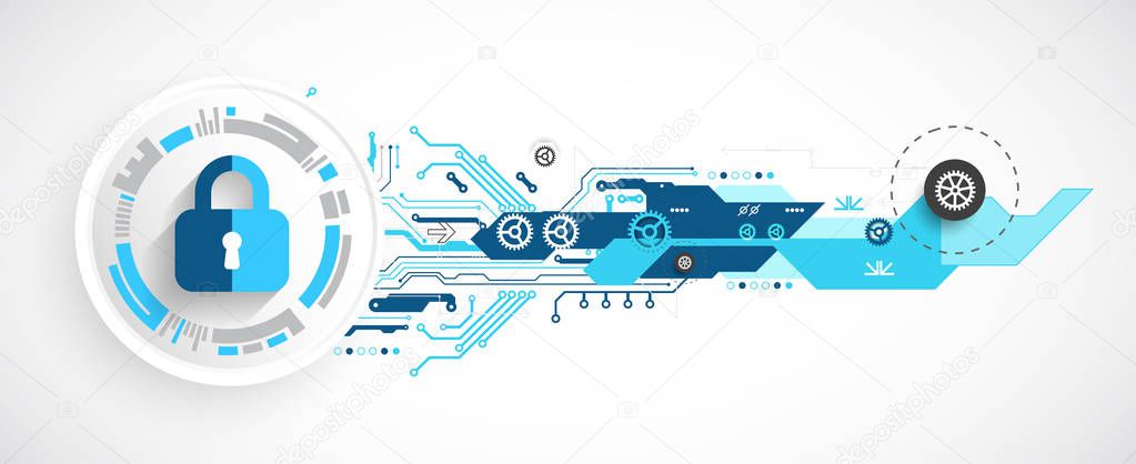 Protection concept. Protect mechanism, system privacy. Vector illustration