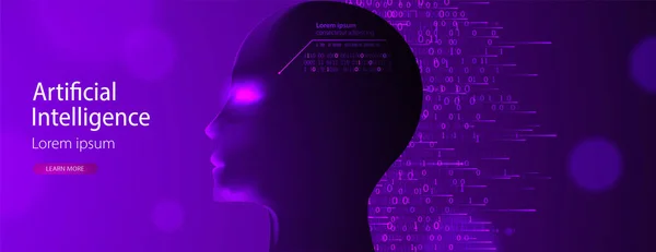 Штучний інтелект (AI) і концепцію Big Data. Машина кібер — стоковий вектор