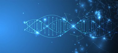 Bilim şablon, duvar kağıdı veya afiş bir Dna molekülleri ile. Vect