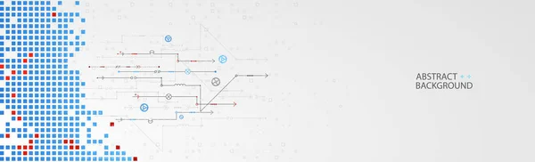 抽象的な技術コンセプト。回路基板、高いコンピュータの色 — ストックベクタ