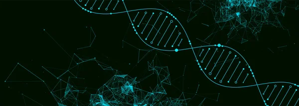 Modello scientifico, carta da parati o banner con molecole di DNA. Vect — Vettoriale Stock