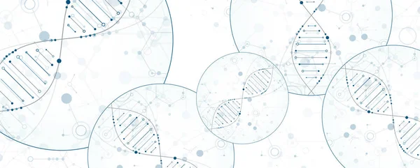 Plantilla de ciencia, papel pintado o banner con moléculas de ADN. Vect. — Archivo Imágenes Vectoriales