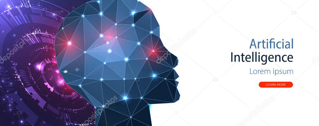 Artificial Intelligence concept.  Creative brain concept backgro