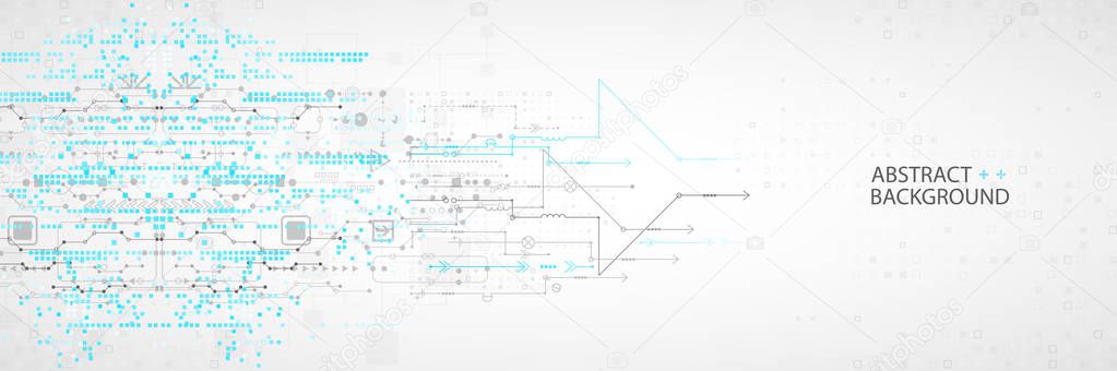 Abstract technology concept. Circuit board, high computer color 