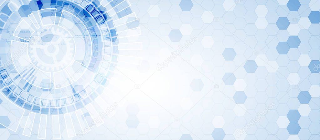 Abstract blue hexagon futuristic background for design works.