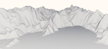 Büyük Veri. Soyut dijital manzara. Tel kafes manzara backgr