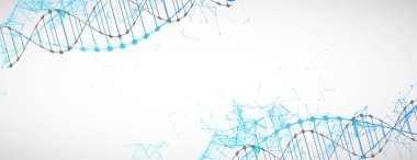 Bilim şablon, duvar kağıdı veya afiş bir Dna molekülleri ile. Vect