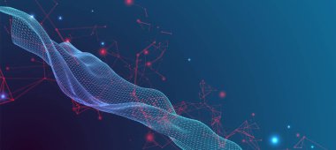 Noktaları ve çizgileri birbirine bağlayan çokgen bilim arka plan. Kazmak