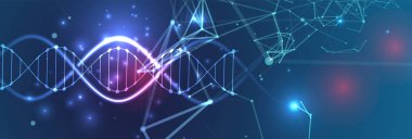 Bilim şablon, duvar kağıdı veya afiş bir Dna molekülleri ile. Vect