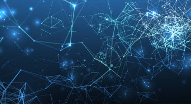 Noktaları ve li'yi birbirine bağlayan soyut poligonal vektör arka planı