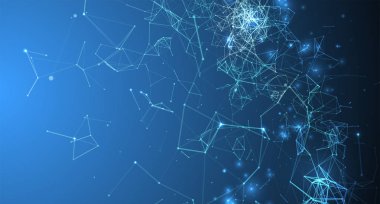 Noktaları ve li'yi birbirine bağlayan soyut poligonal vektör arka planı