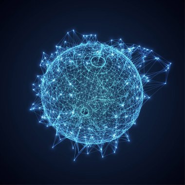 Noktaları ve çizgilerden oluşan soyut geometrik 3d küre. Fütürist