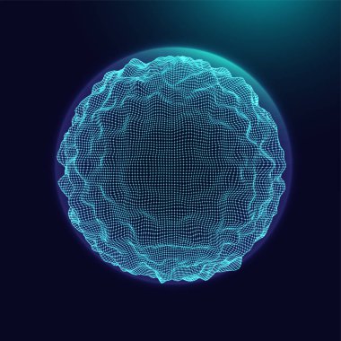 Dalgalarla soyut küre arka planı. 3b yüzey. 