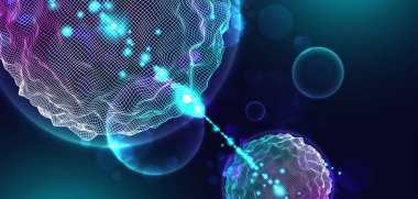 Dalgalarla soyut küre arka planı. 3b yüzey. 