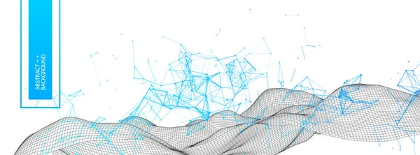 Antecedentes científicos poligonales con puntos y líneas de conexión. Cavar. — Vector de stock