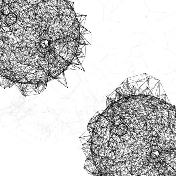 Esfera 3d geométrica abstrata feita de pontos e linhas. Futuristi —  Vetores de Stock