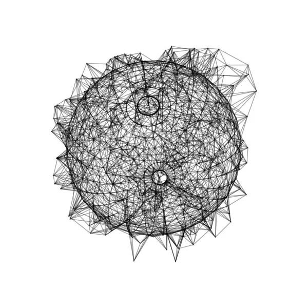 Esfera abstracta geométrica 3d hecha de puntos y líneas. Futuristi — Archivo Imágenes Vectoriales