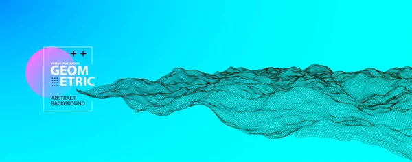 Abstrakter Hintergrund mit Wellen. 3D Oberfläche. — Stockvektor