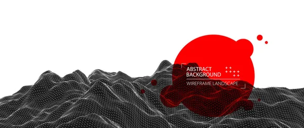 Wireframe Landschaft Hintergrund. futuristische Vektorillustration. — Stockvektor